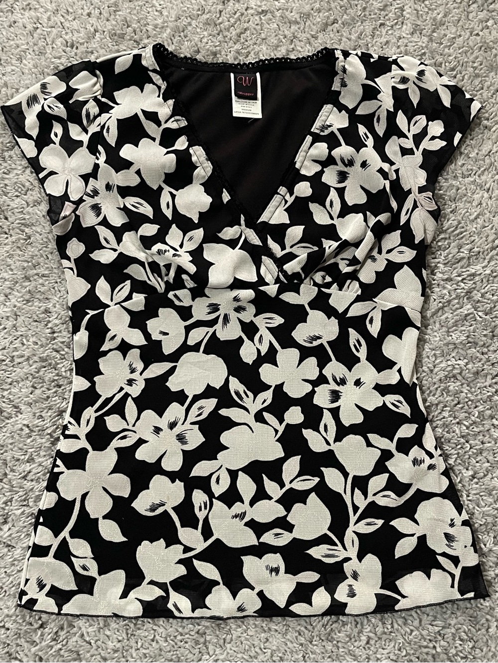 Y2K Wrapper Black And White Floral Mesh  Blouse